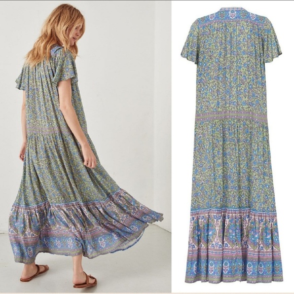 Spell jasmine flutter sleeve maxi dress jade gypsy - Picture 3 of 10